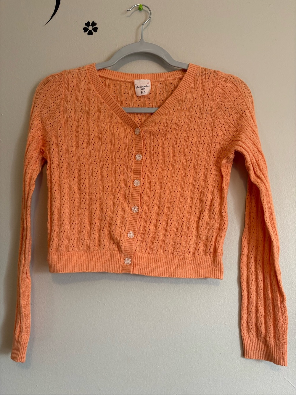 abercrombie kids Coral-Orange Openwork Button Cardigan